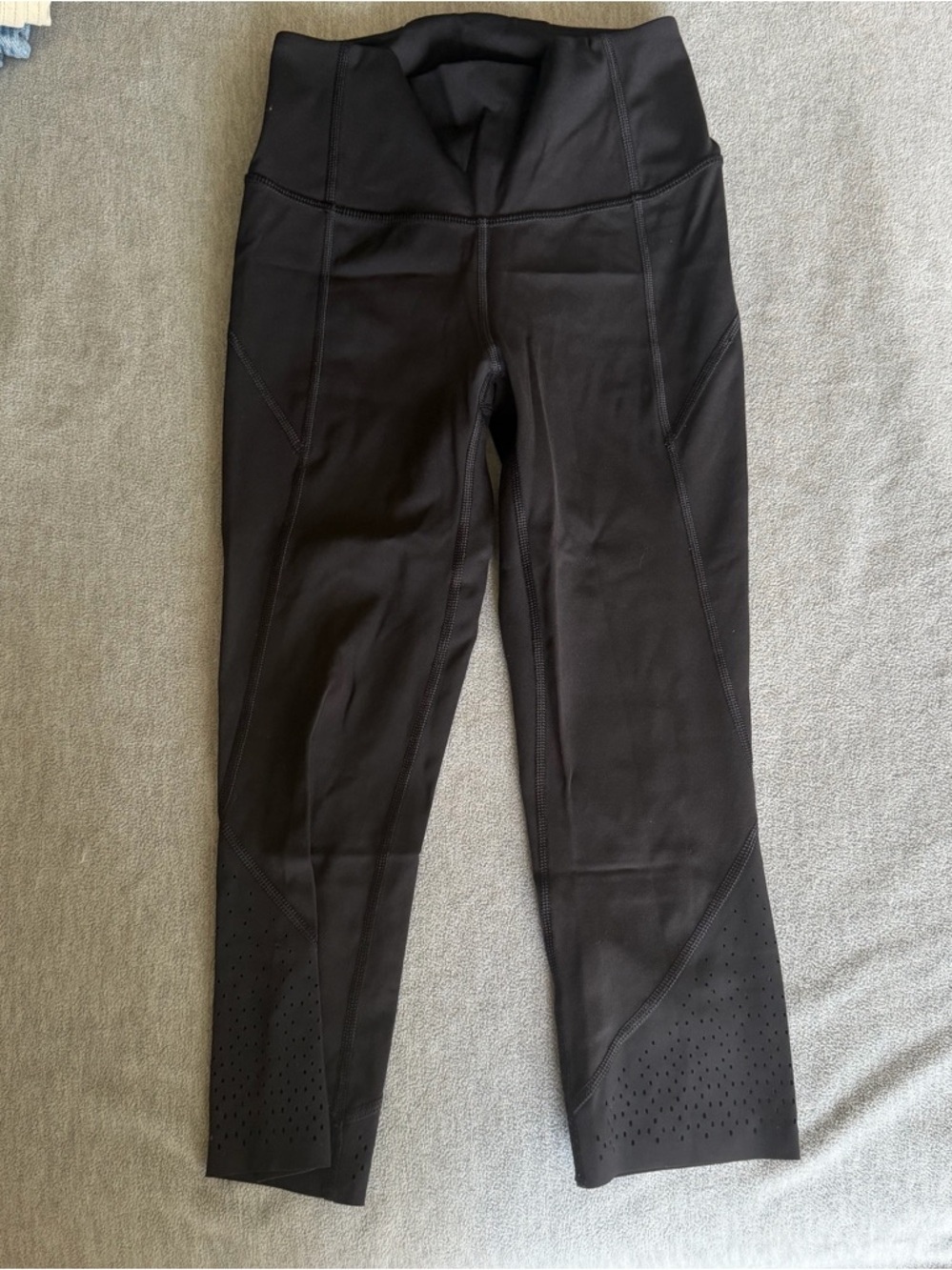 lululemon athletica Black High-Rise Performance Leggings with Perforated Hem